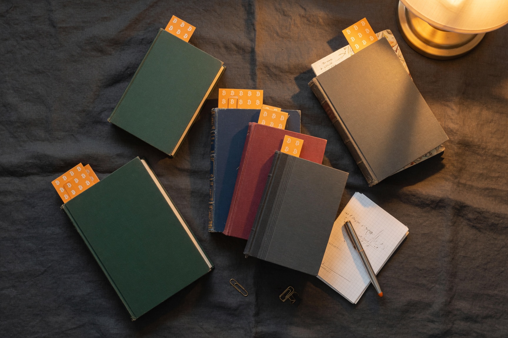 Curated bitcoin and policy books laid out for a structured reading path