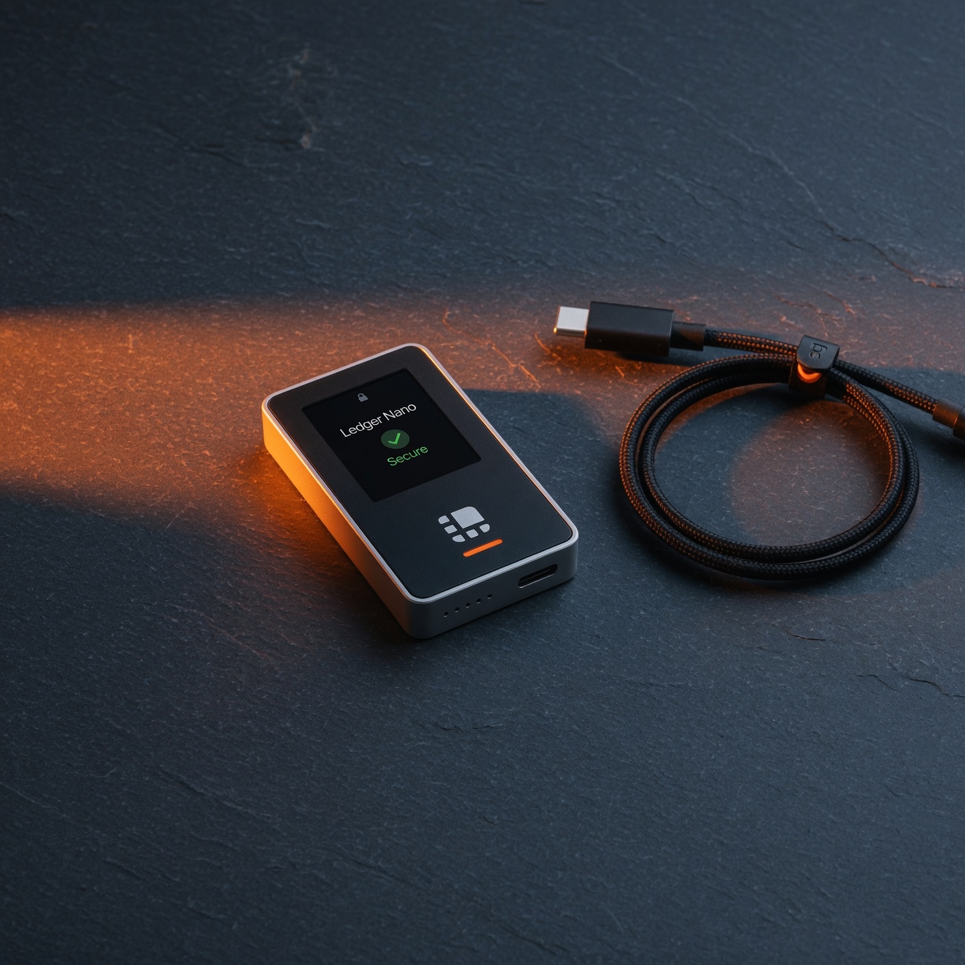 Hands setting up a hardware wallet with seed phrase backup