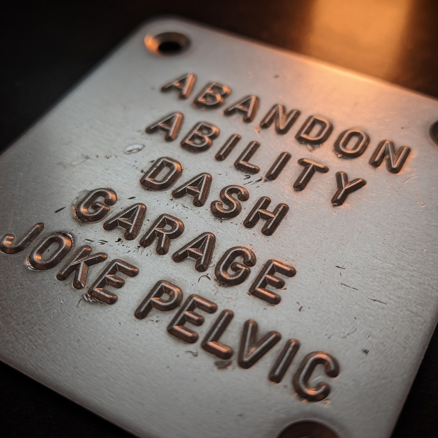 Metal seed phrase plate and stamping tools for durable backup